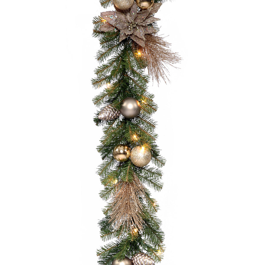 9 ft. Pre-Lit Metallic Garland with Clear Lights