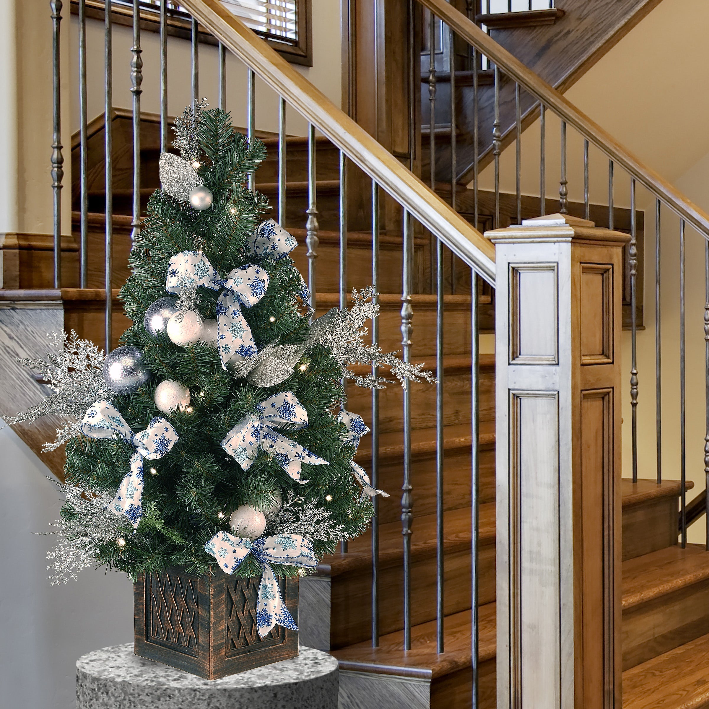 40 in. Pre-Lit Decorative Collection Ornament Tree with Clear