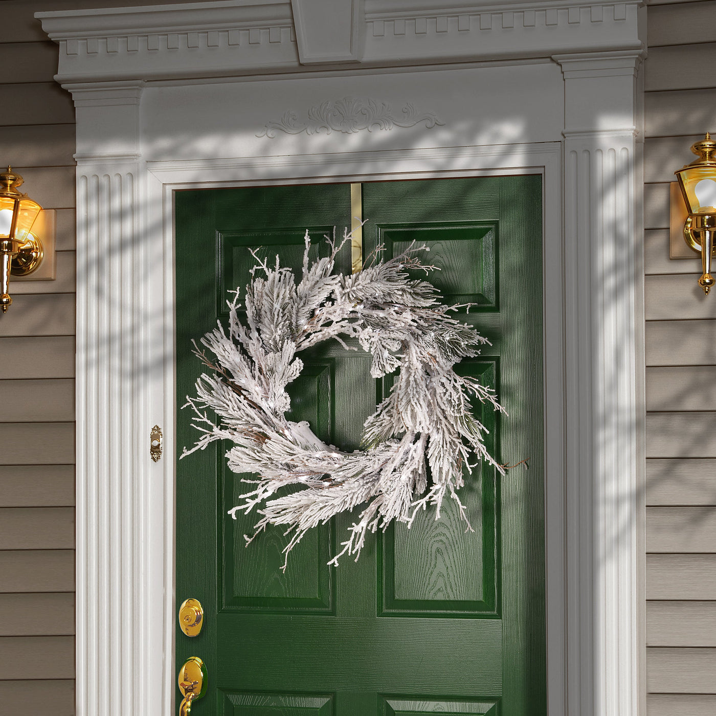 24 in. Pre-Lit Snowy Twig Wreath
