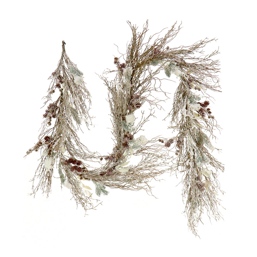 9 ft. Pre-Lit Alpine Snowy Garland with LED Lights