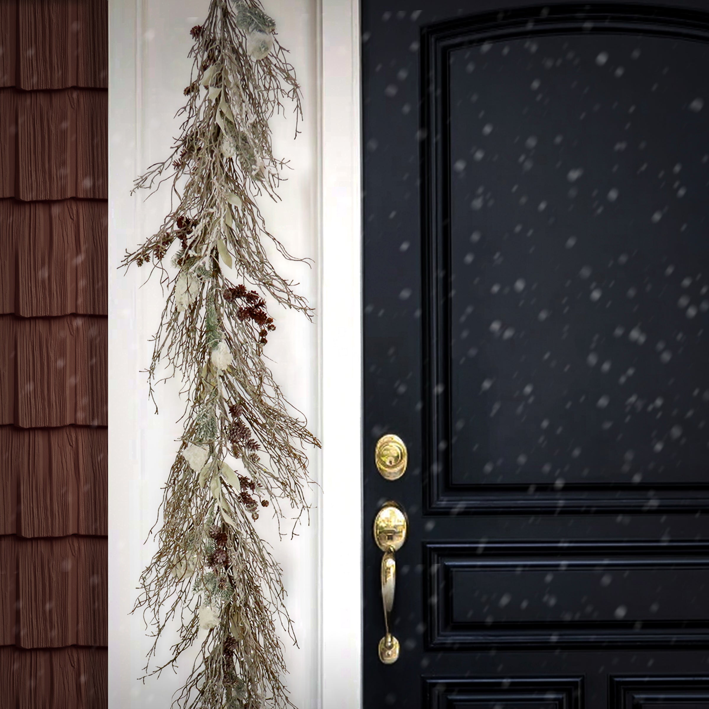 9 ft. Pre-Lit Alpine Snowy Garland with LED Lights
