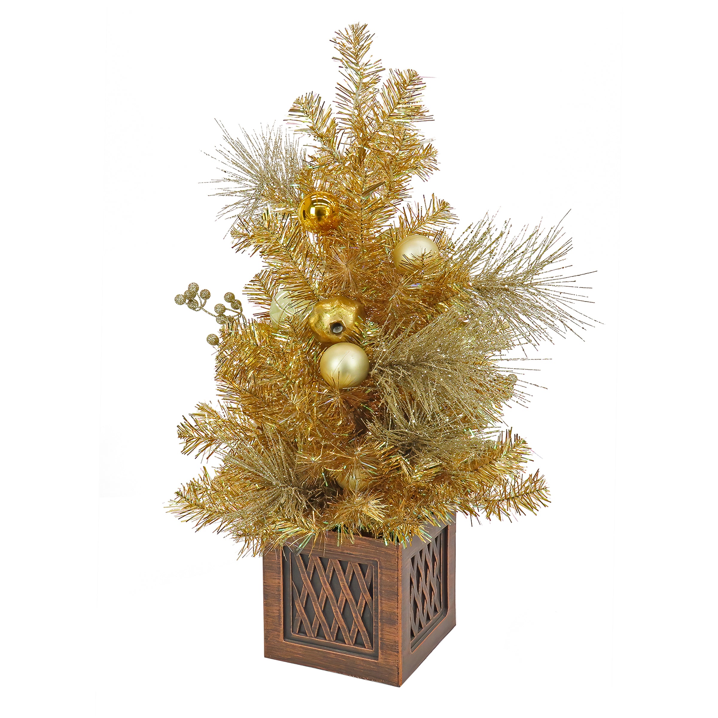 NTC 36 in. Christmas Be Merry Decorated Gold Tree with Warm White LED Lights