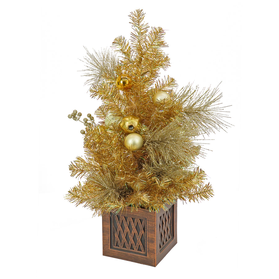 NTC 36 in. Christmas Be Merry Decorated Gold Tree with Warm White LED Lights