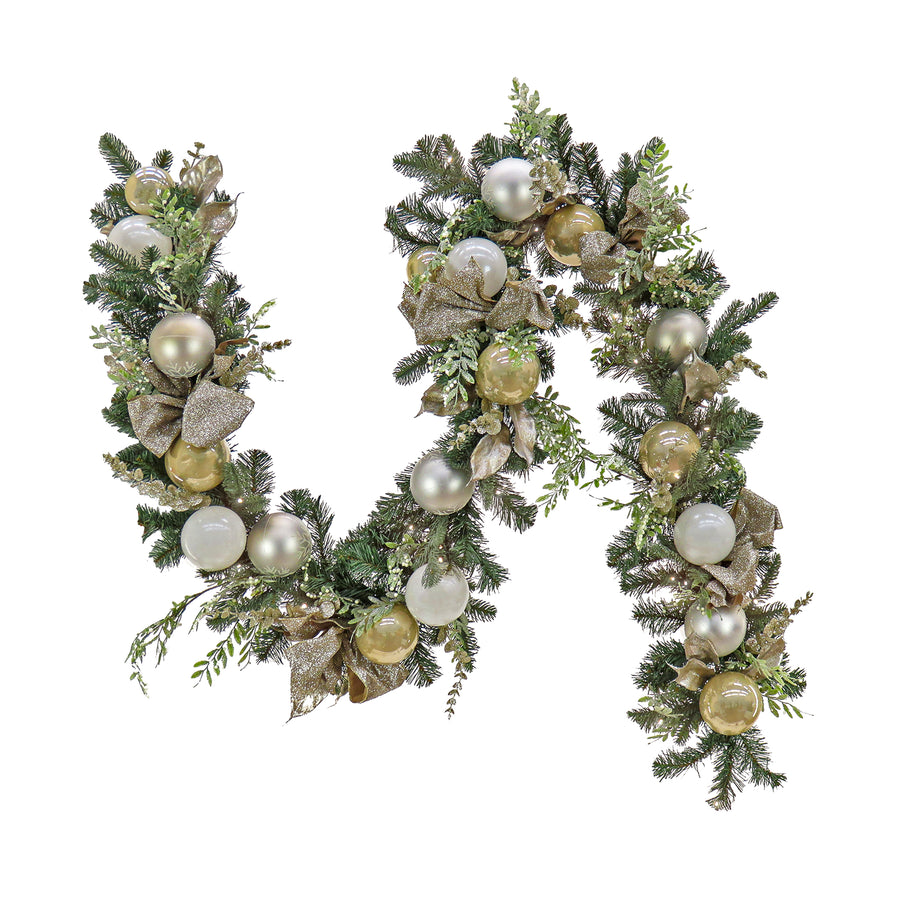 9 ft. Pre-Lit Yuletide Glam Garland with LED Lights