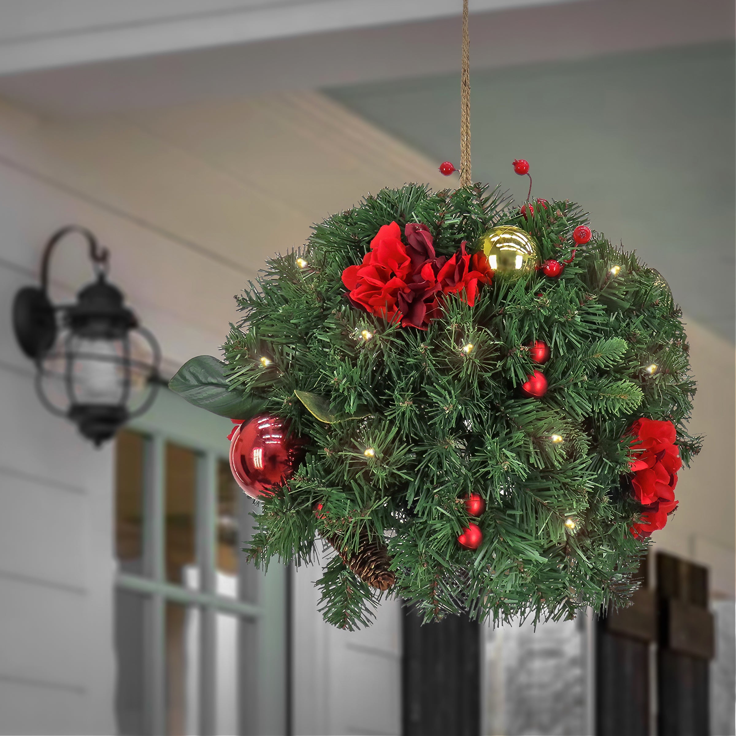 16 in. Pre-Lit Vienna Waltz Decorated Kissing Ball with Warm White LED Lights