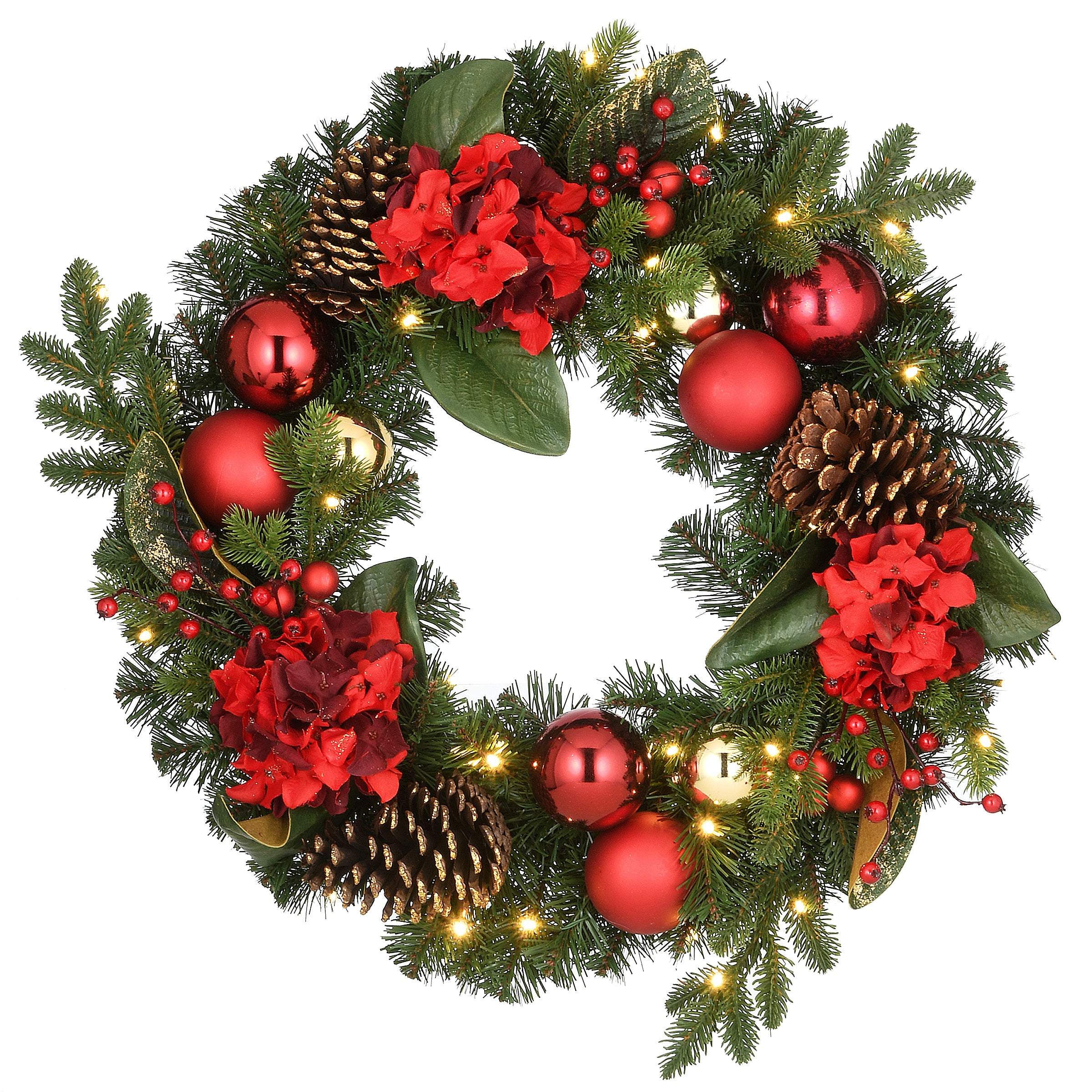 24 in. Pre-Lit Vienna Waltz Decorated Wreath with LED Lights