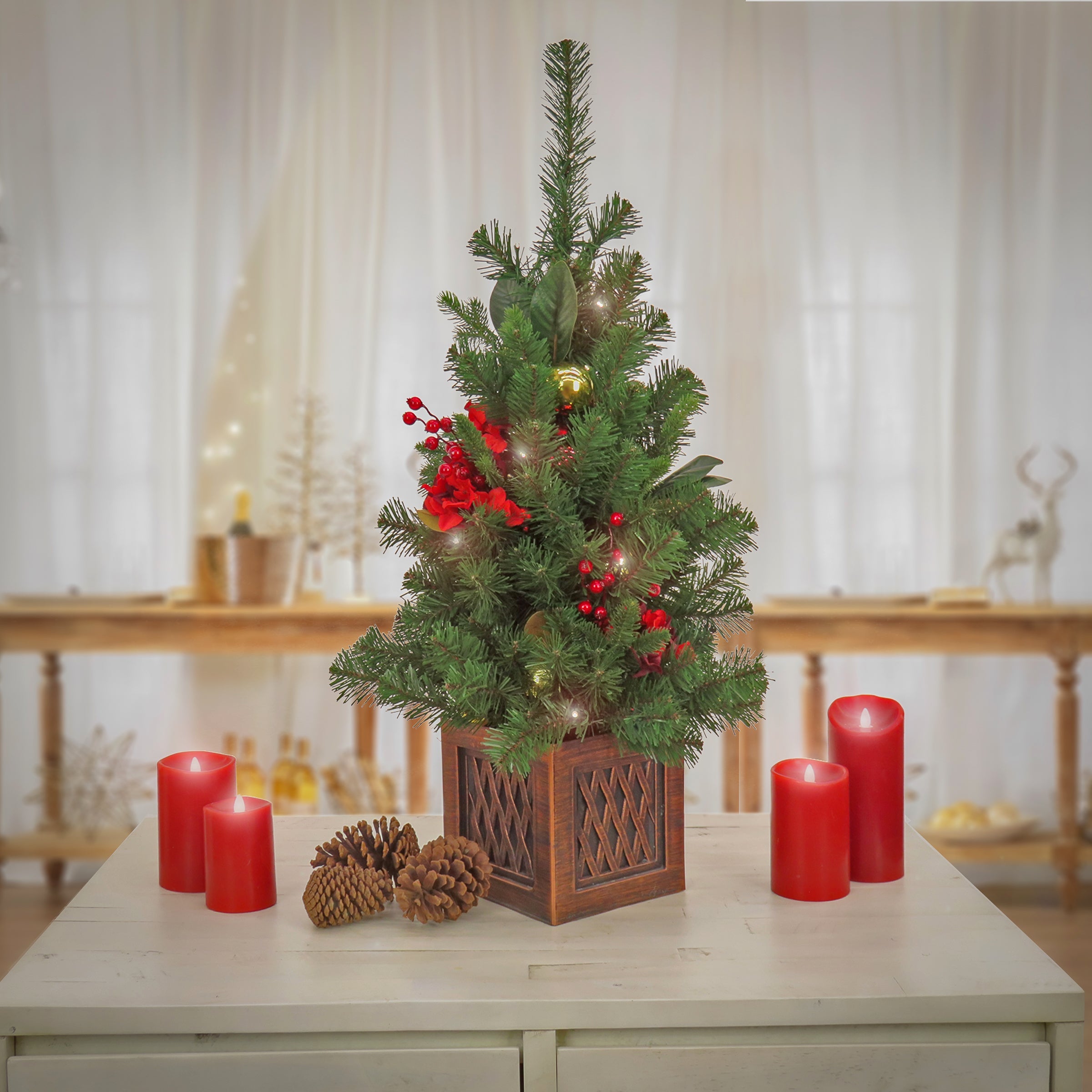 36 in. Christmas Vienna Waltz Decorated Tree with Warm White LED Lights