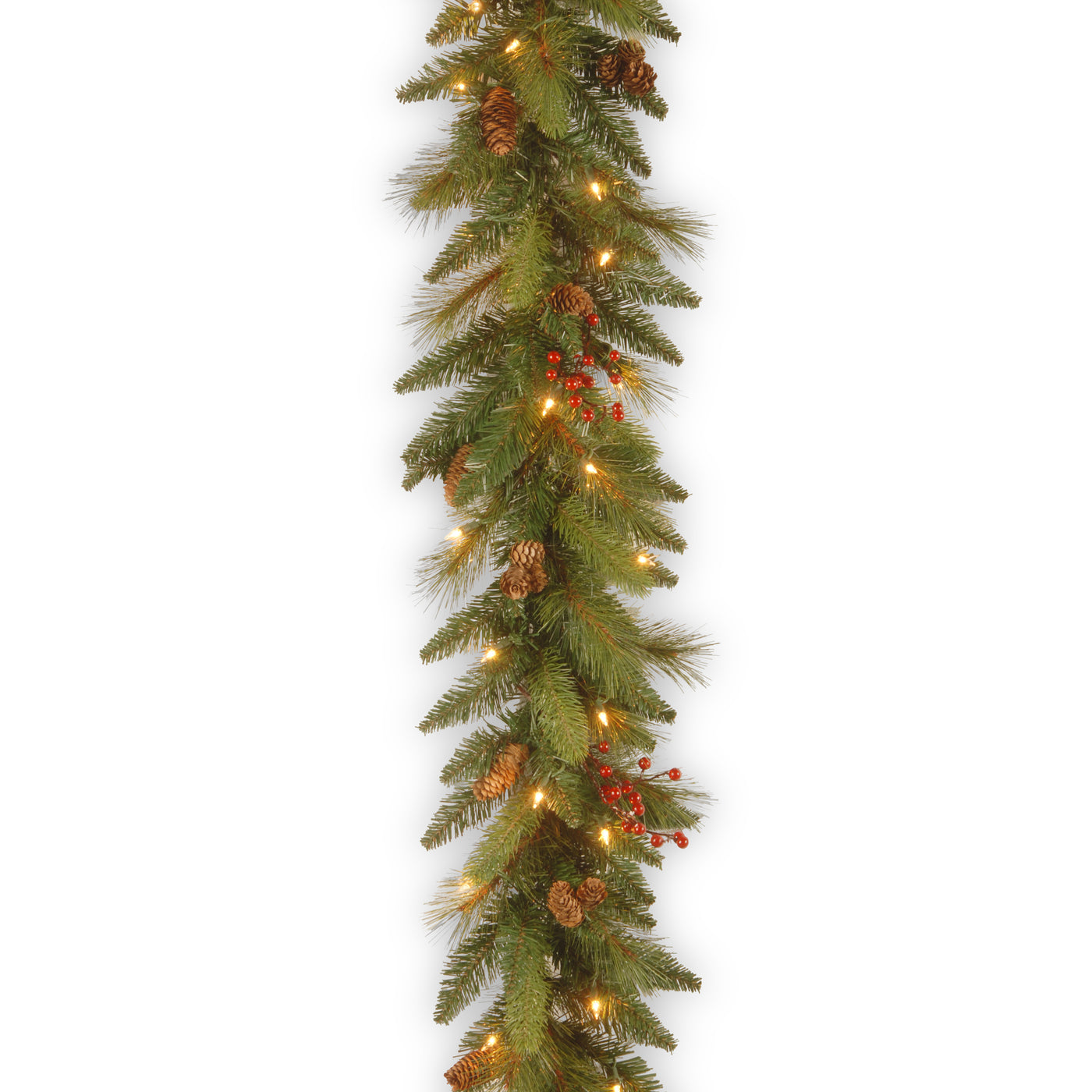 6 ft. Pre-Lit Long Needle Pine Cone Garland with Clear Lights