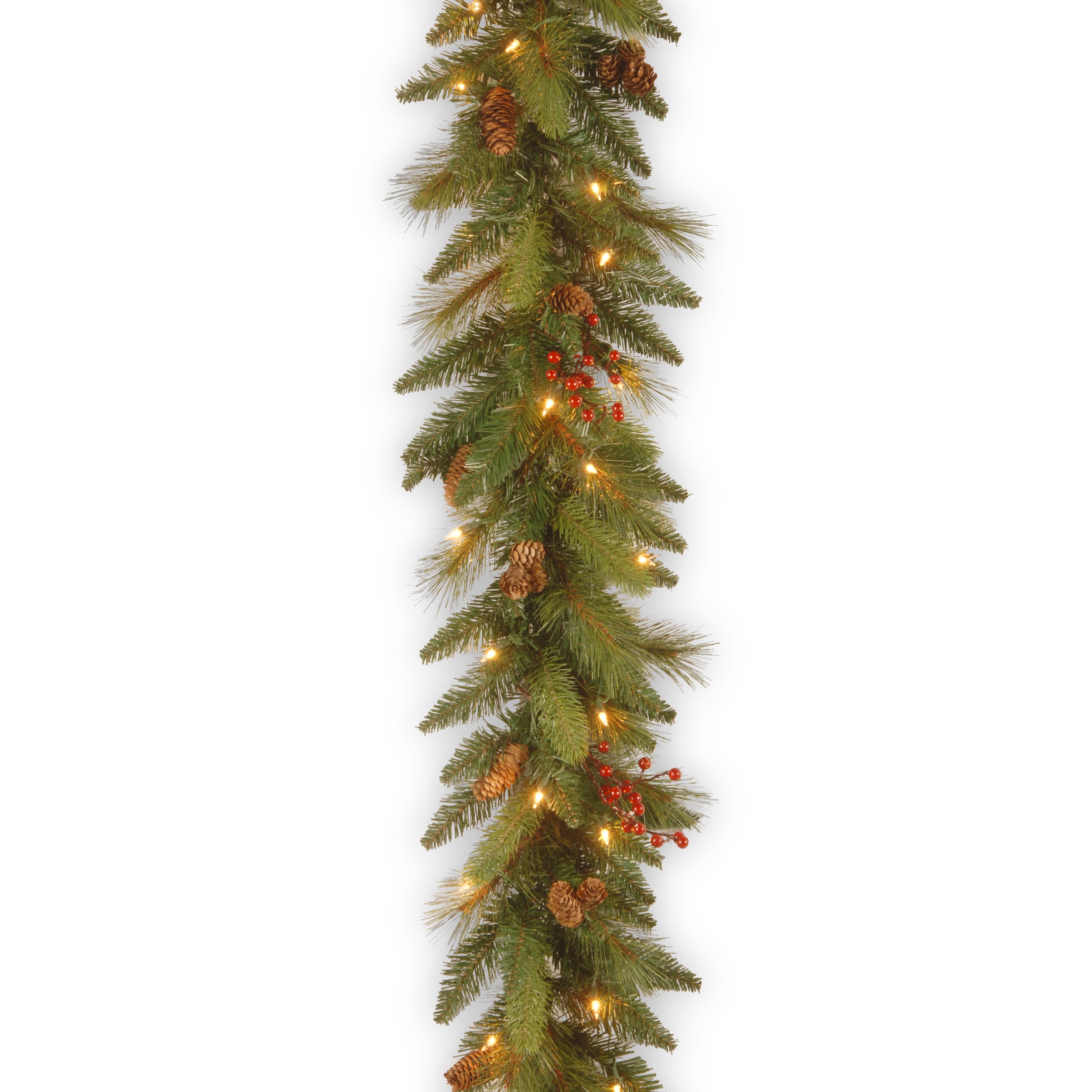 6 ft. Pre-Lit Long Needle Pine Cone Garland with Clear Lights