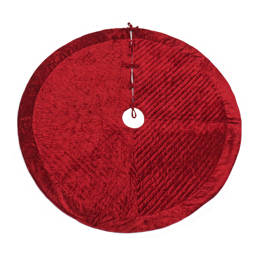 60 in. HGTV Home Collection Quilted Velvet Tree Skirt, Red