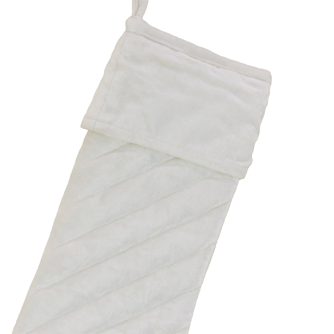 19 in. HGTV Home Collection Quilted Velvet Stocking, Ivory