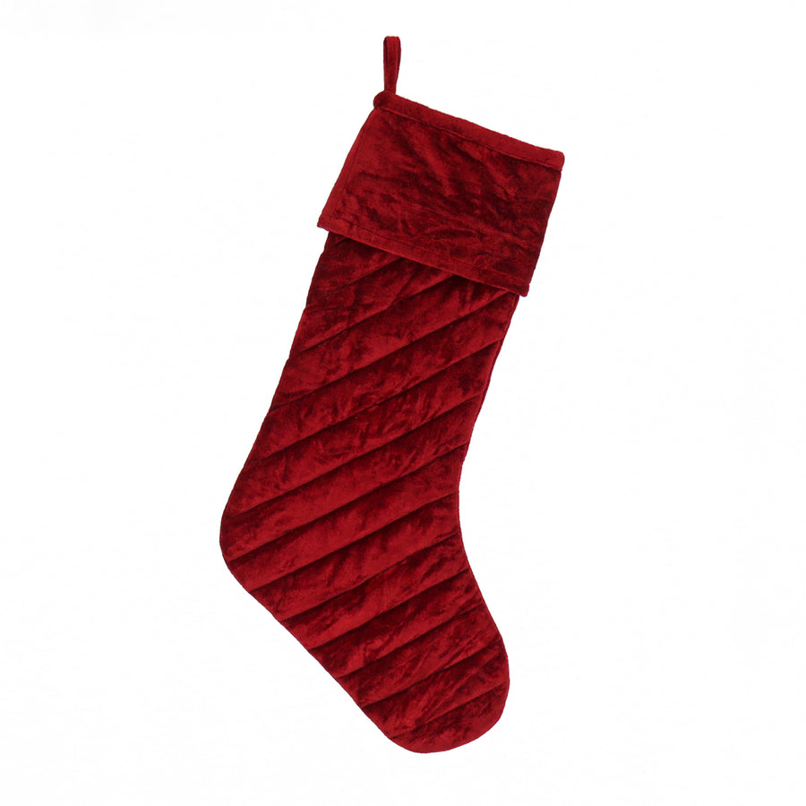 19” HGTV Home Collection Quilted Velvet Stocking, Red