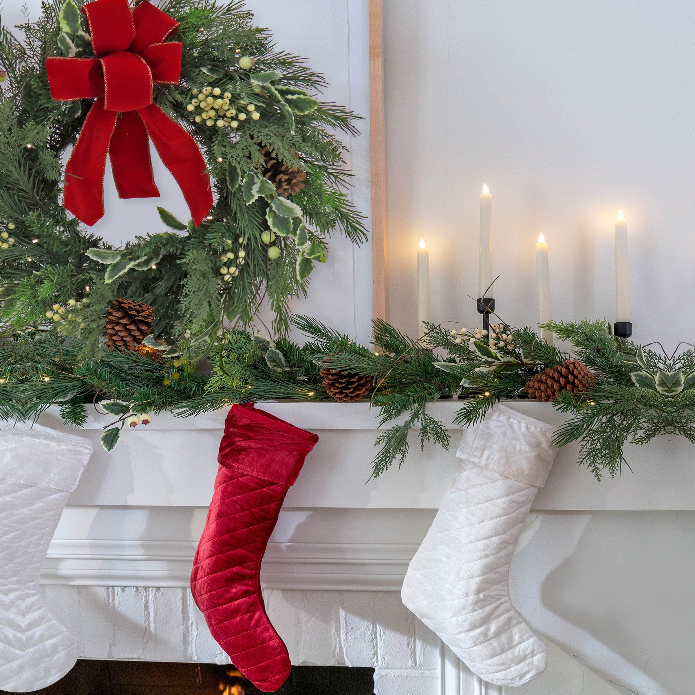 19 in. HGTV Home Collection Quilted Velvet Stocking, Red