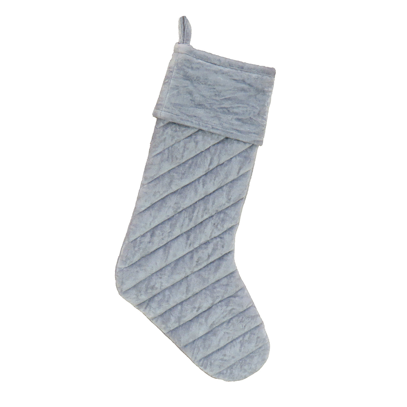 19” HGTV Home Collection Quilted Velvet Stocking, Silver