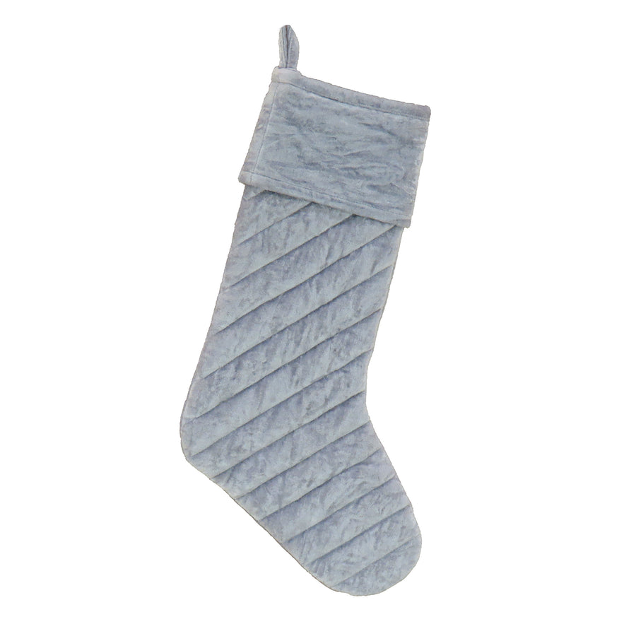 19” HGTV Home Collection Quilted Velvet Stocking, Silver