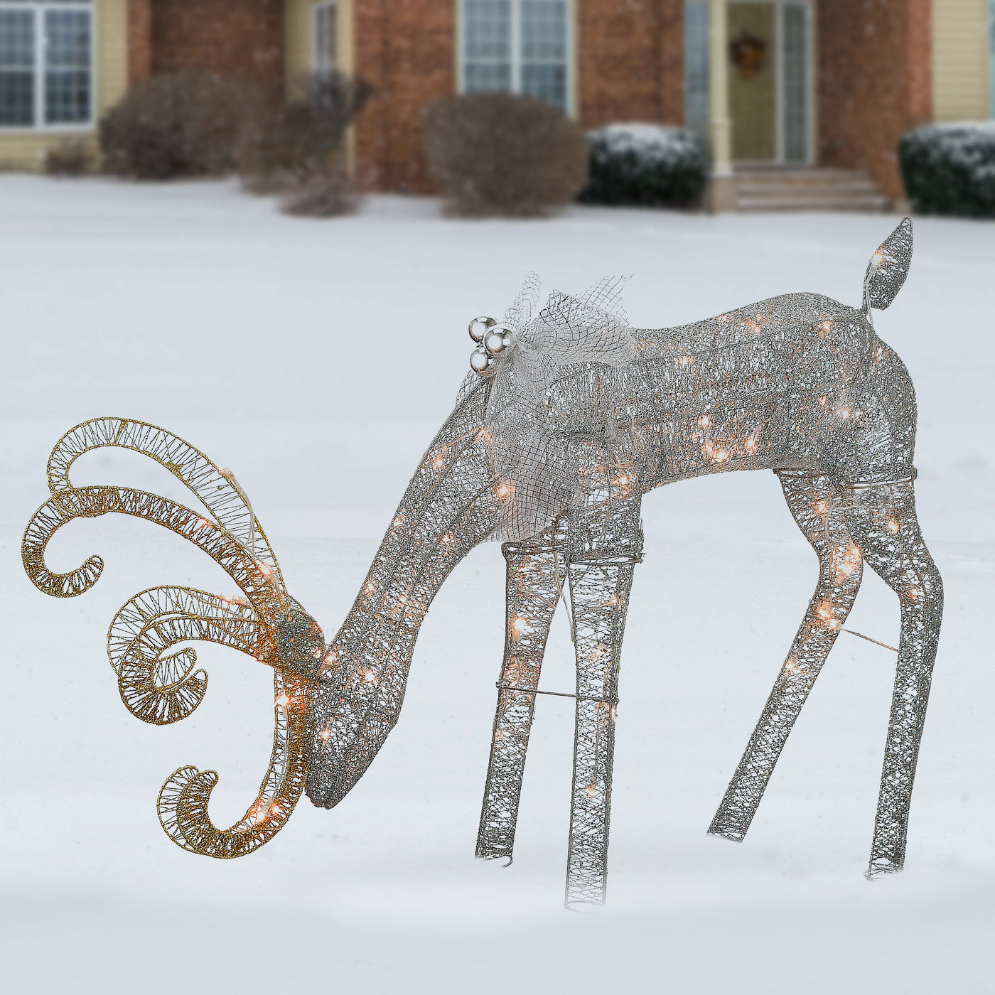 28 in. Reindeer Decoration with LED Lights
