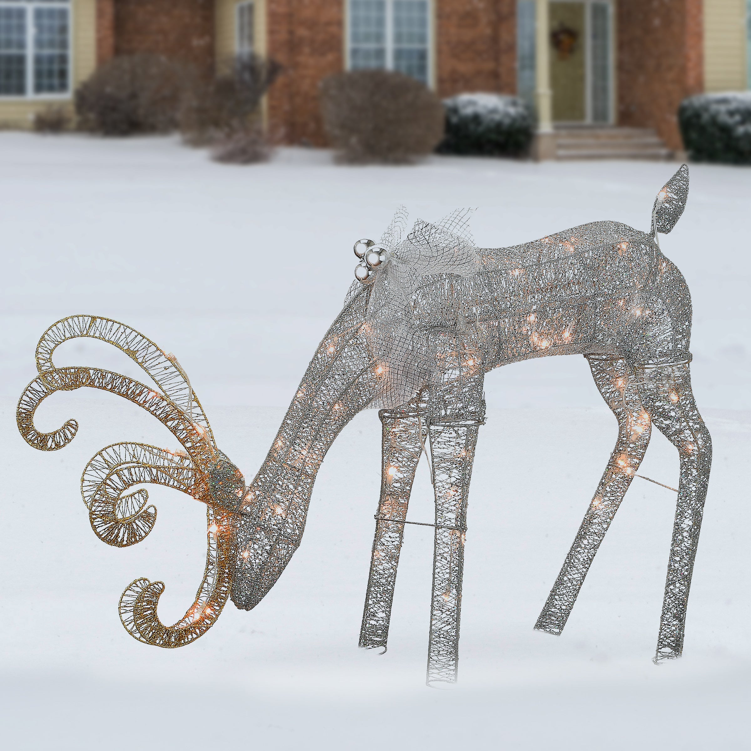 28 in. Reindeer Decoration with LED Lights