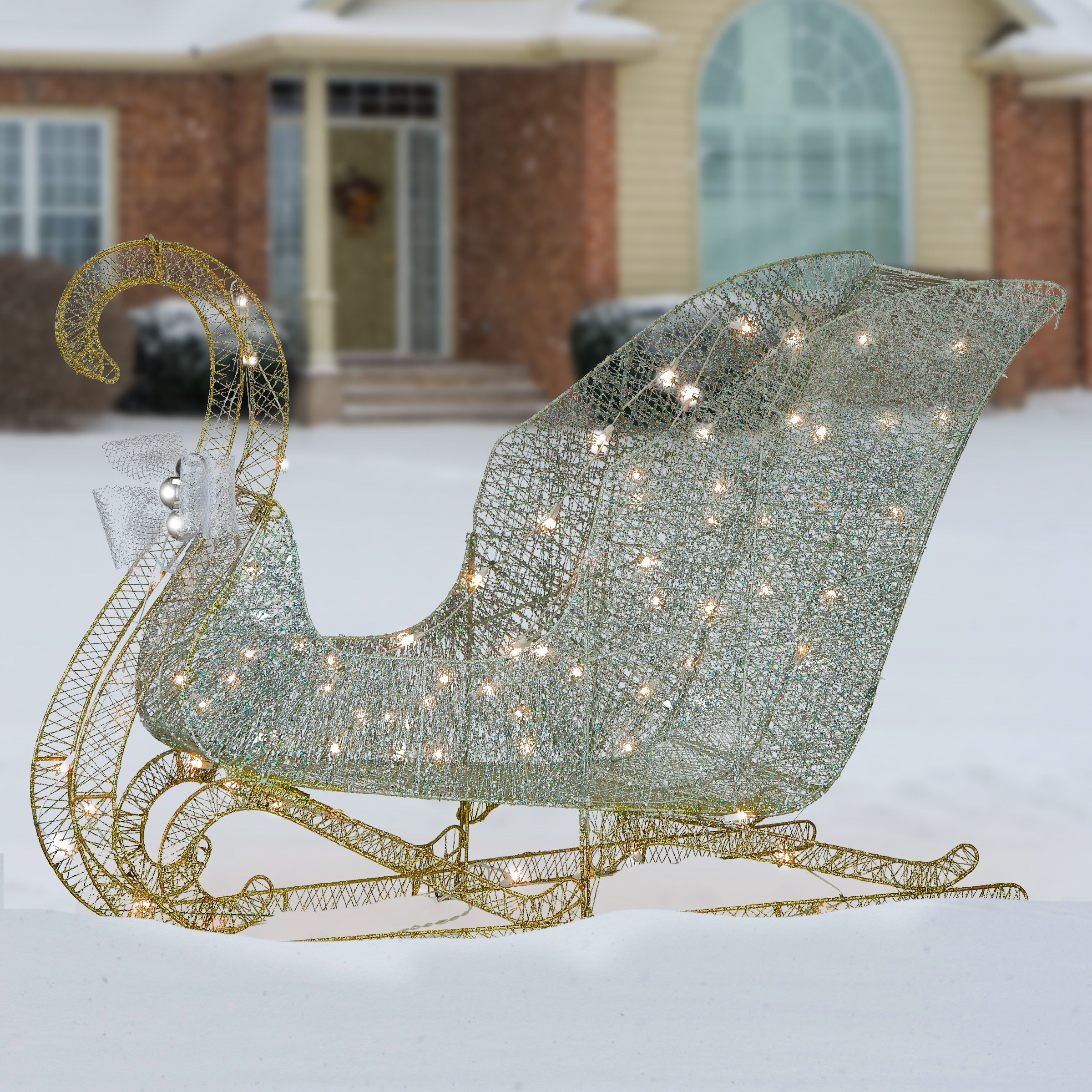 48 in. Santas Sleigh with Cool White LED Lights