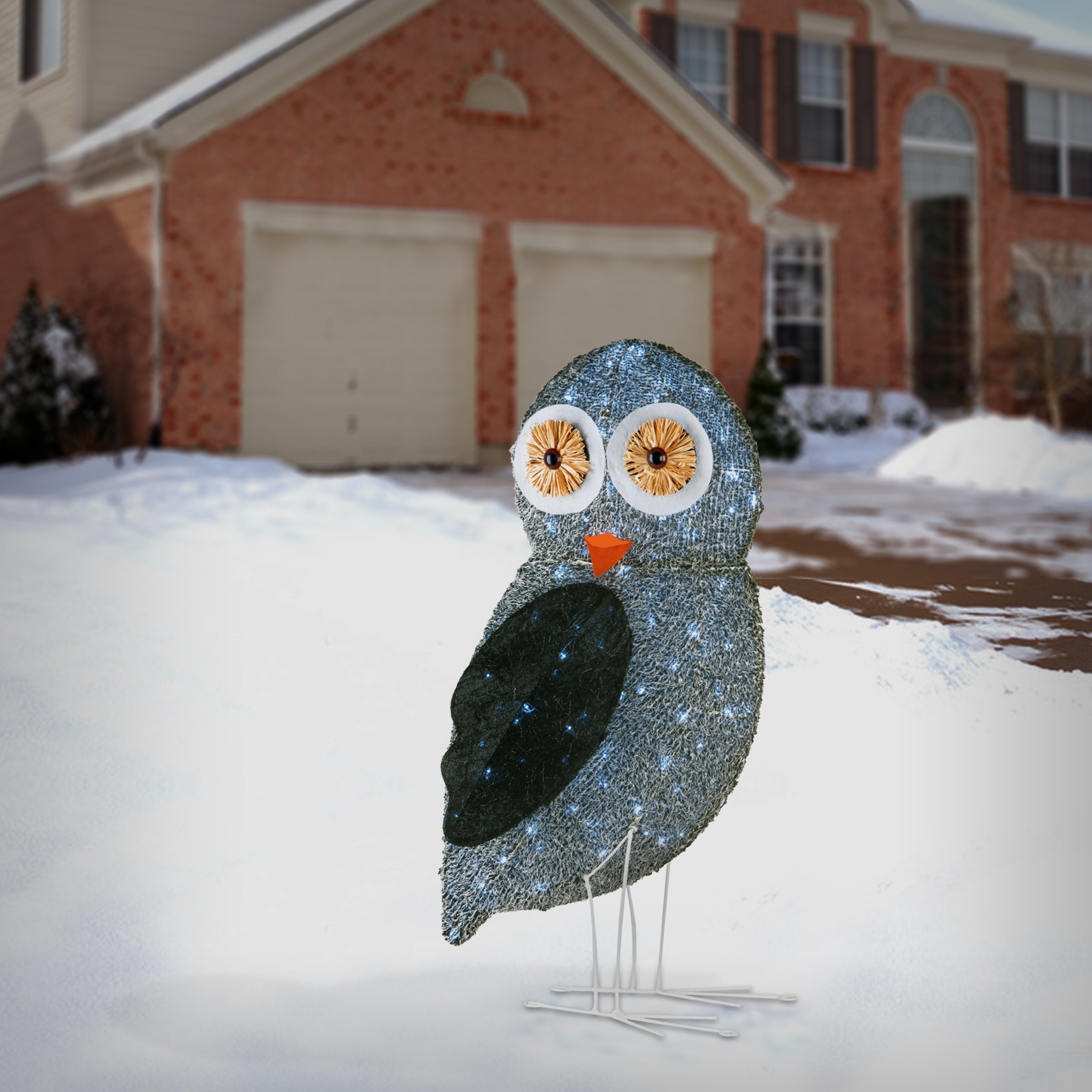 37 in. Fuzzy Fabric Owl with LED Lights