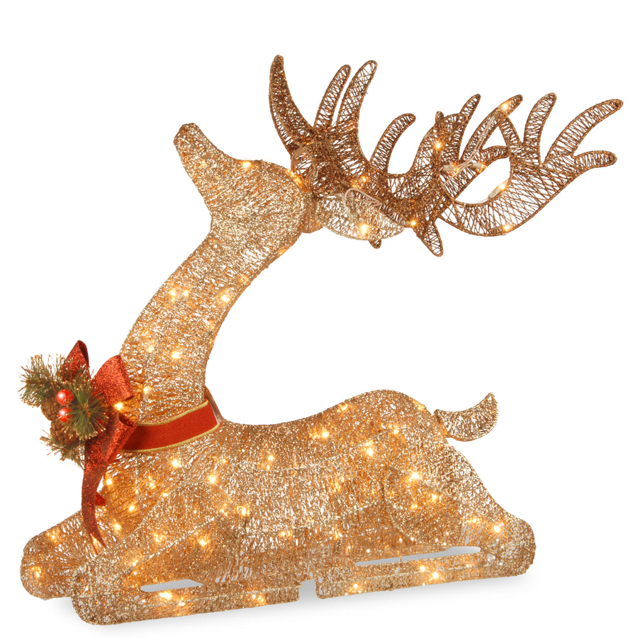 31 in. Sisal Splendor Champagne Lying Deer