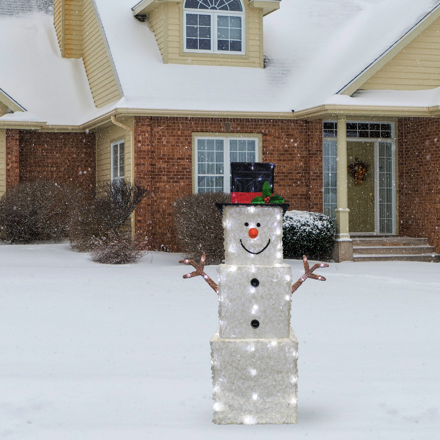 42 in. Snowman Decoration with Cool White LED Lights