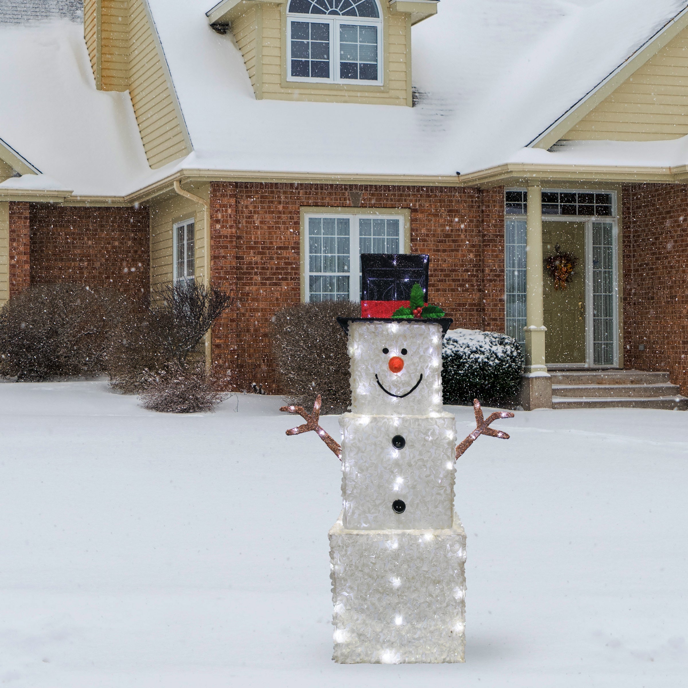 42 in. Snowman Decoration with Cool White LED Lights