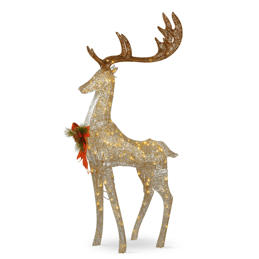 55 in. Pre-lit Crystal Champagne Standing Buck