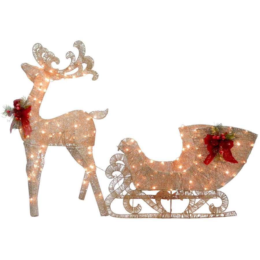 Reindeer and Santas Sleigh with LED Lights