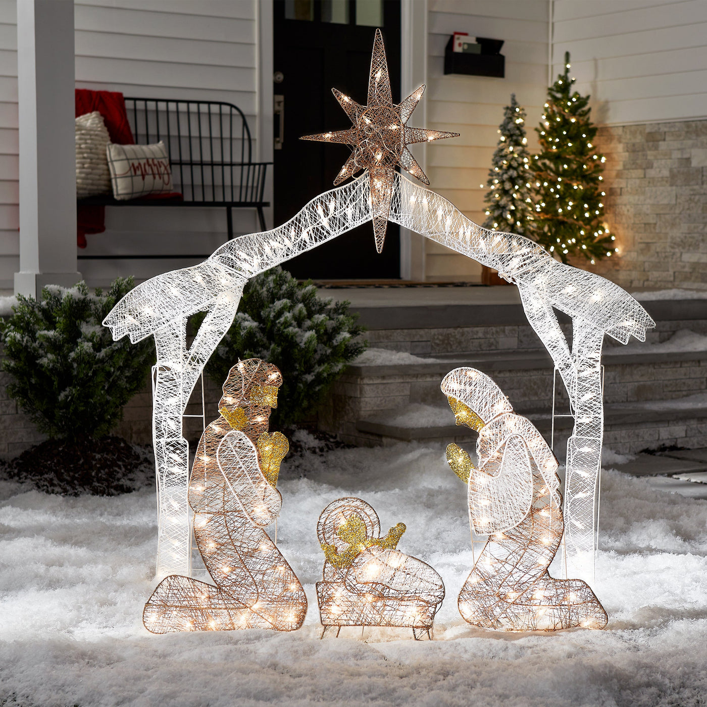 55 in. Crystal Splendor Prelit Nativity Set