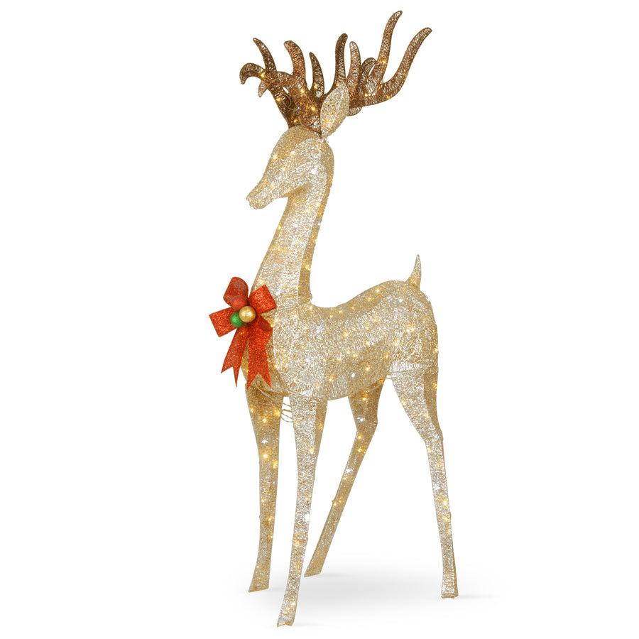 74 in. Pre-lit Crystal Champagne Standing Buck