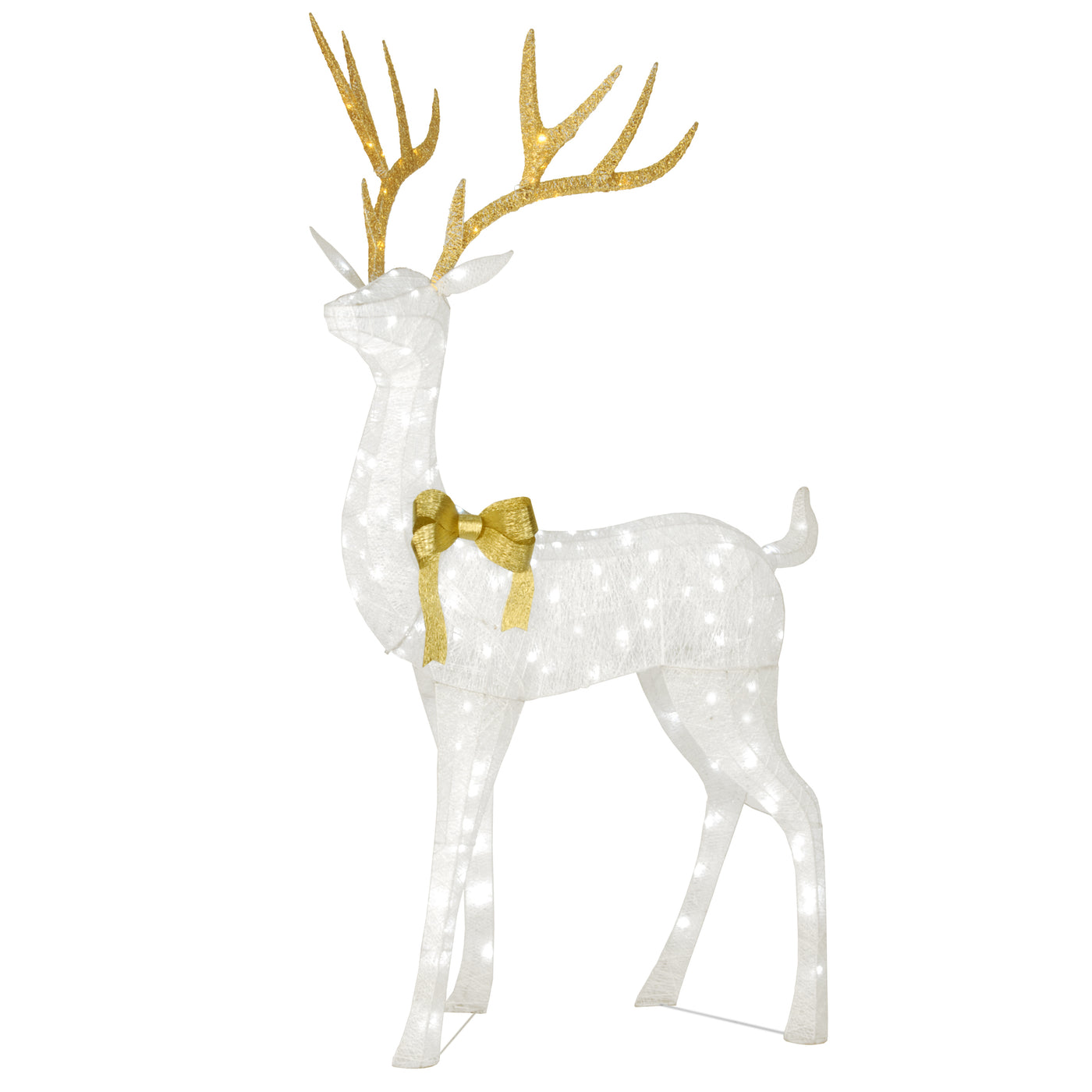 86 in. Pre-lit Crystal White Standing Buck