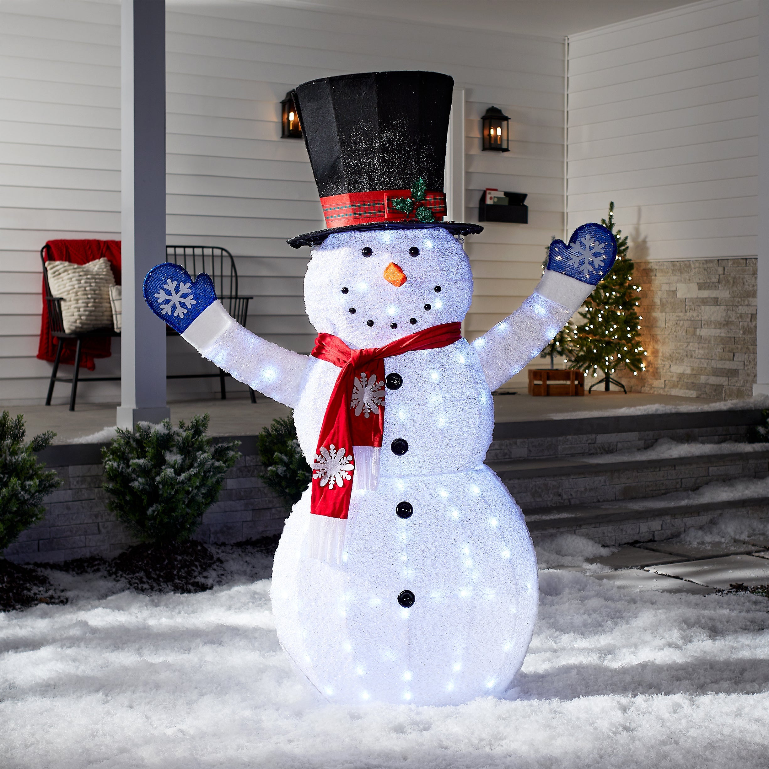 72 in. Snowman Decoration with White LED Lights