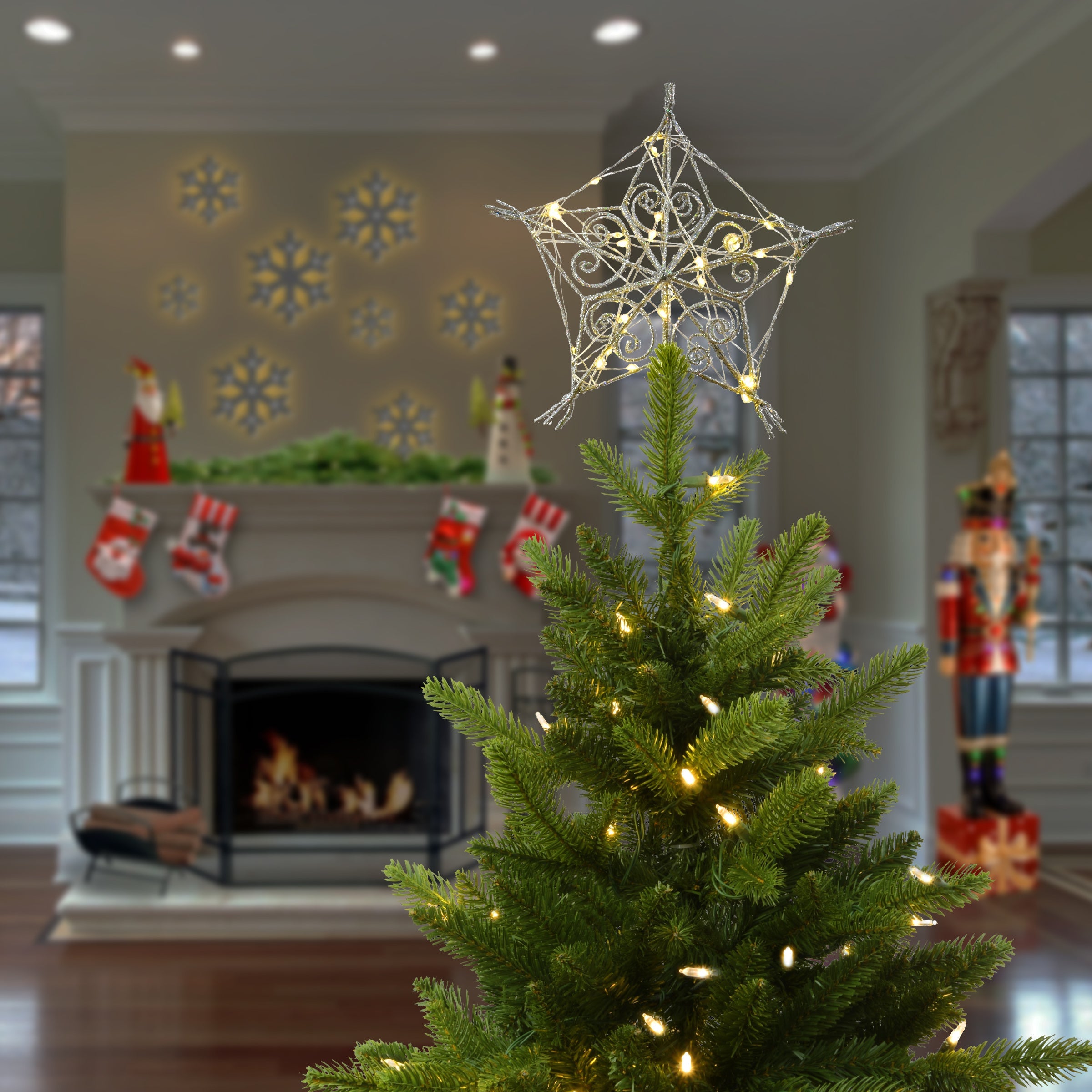 95 in. Snowflake Tree Top for Artificial Trees with Dual Color Lights