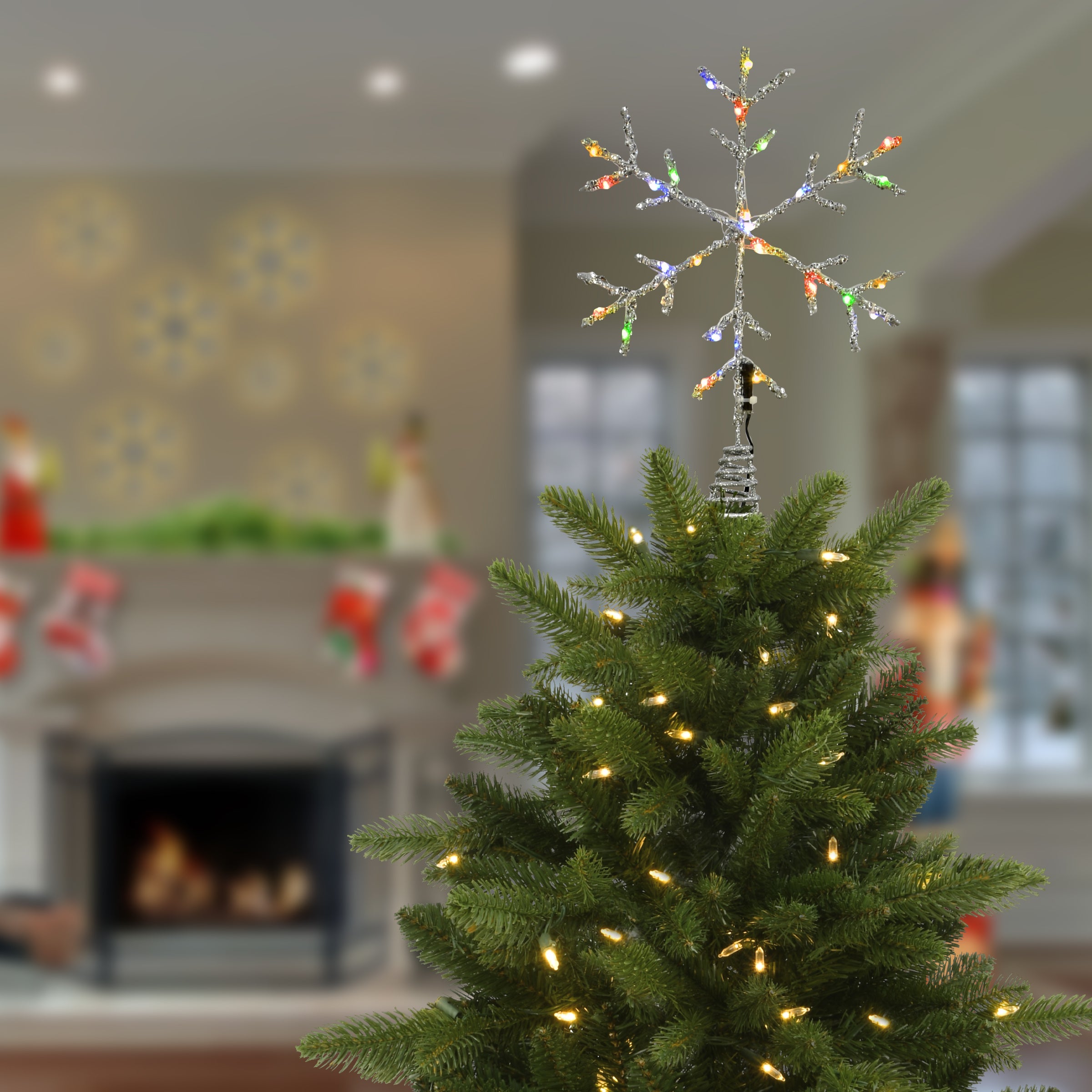 14.5 in. Snowflake Tree Top for Artificial Trees with Dual Color Lights