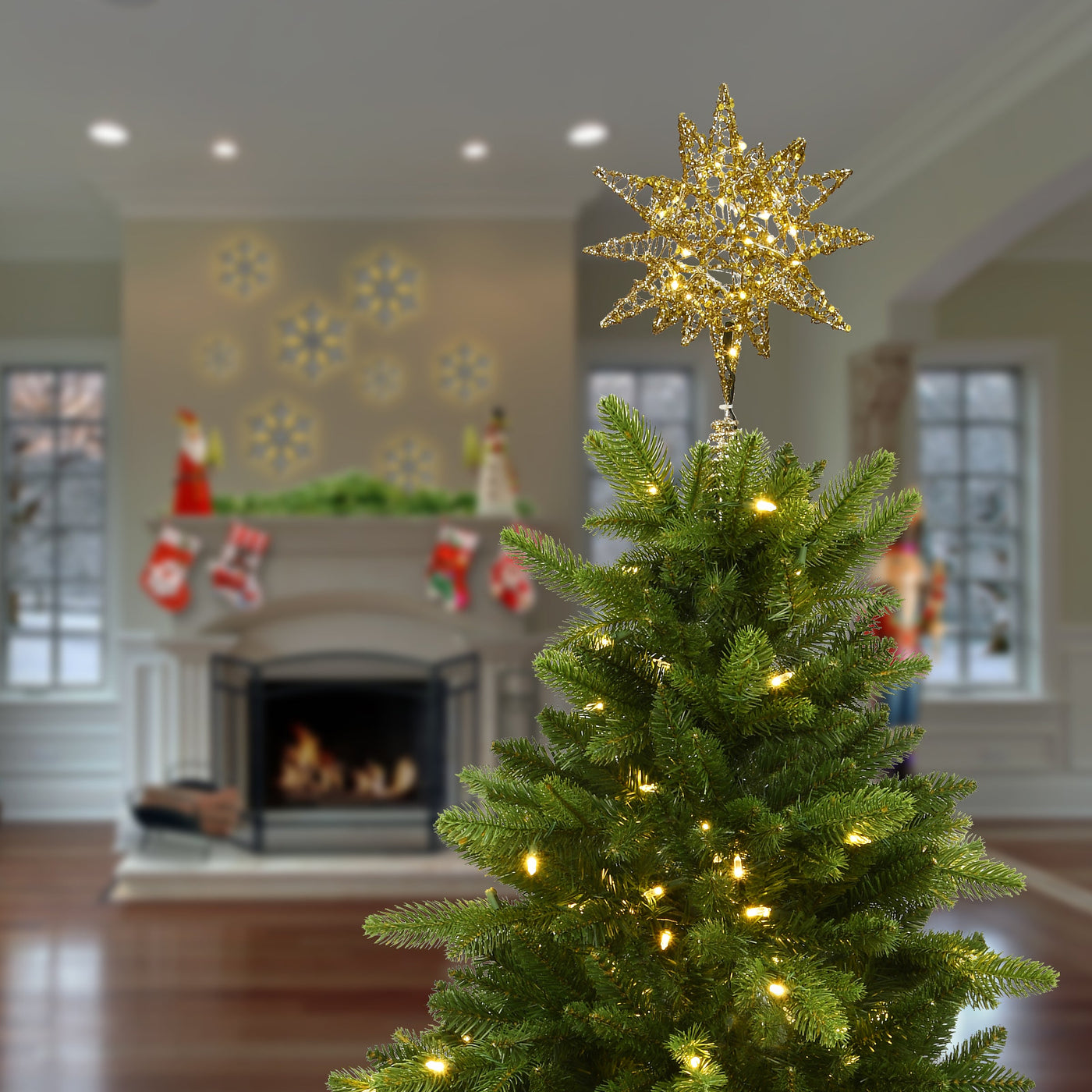 14.5 in. Falling Star Tree Top for Artificial Trees with Dual Color Lights