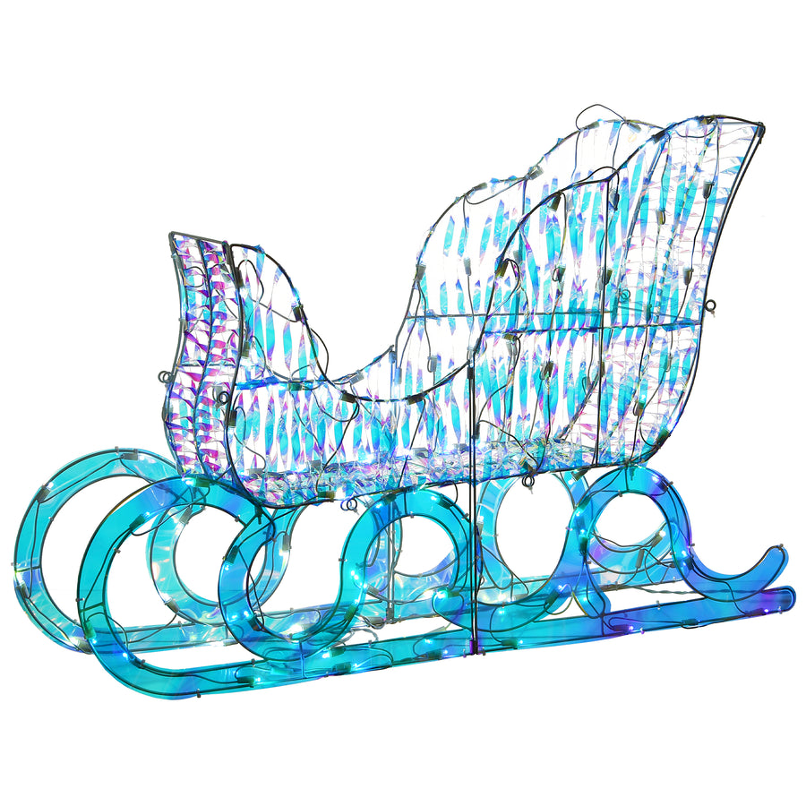 National Tree Company Pre Lit Iridescent Santa Sleigh Decoration, Strung with 105 Cool White LED Lights, Plug In, Christmas Collection, 26 Inches