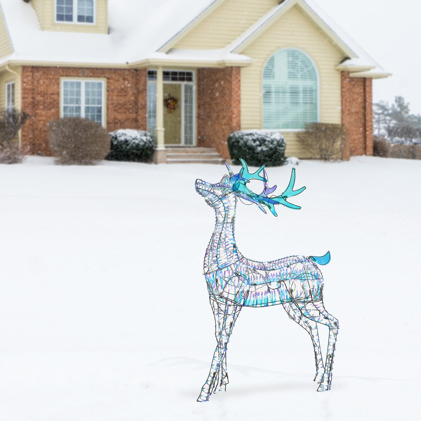 48 in. Pre Lit Iridescent Reindeer Decoration with Cool White LED Lights