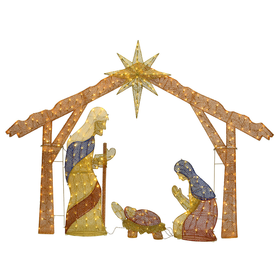 96" Nativity Scene with Clear Lights