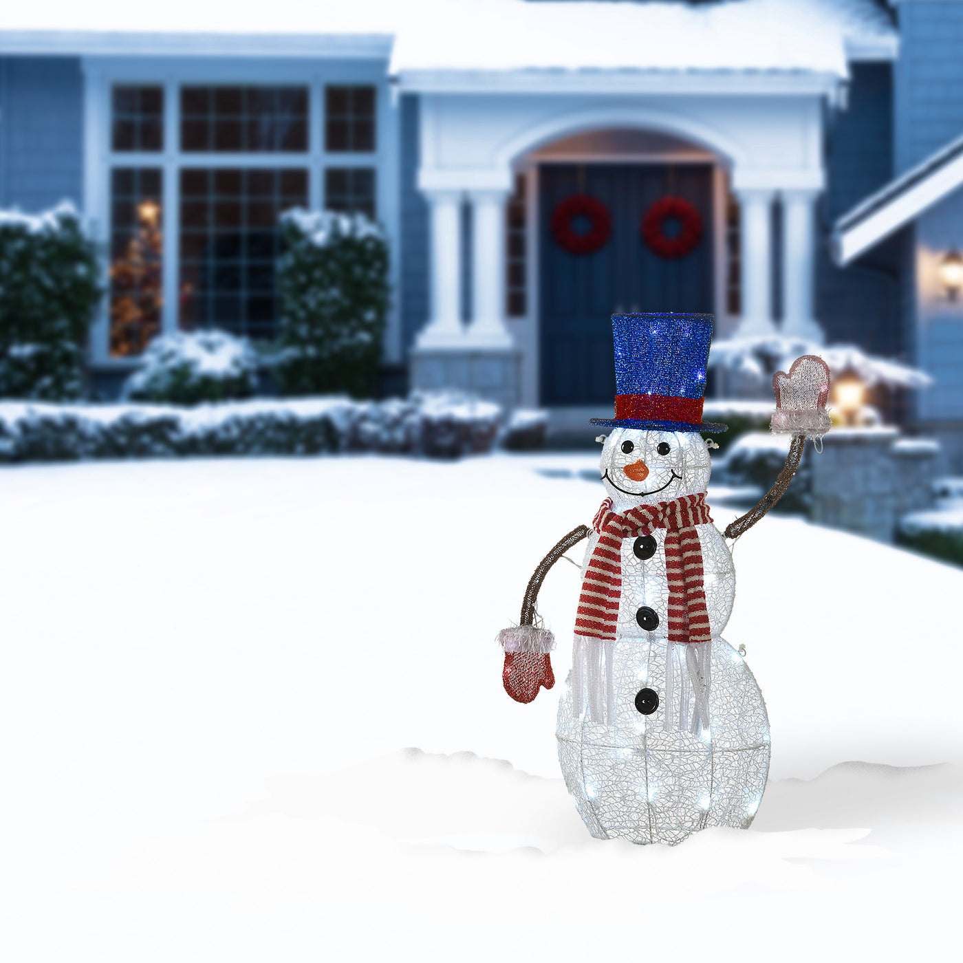30 in. Pre-Lit Fabric Snowman