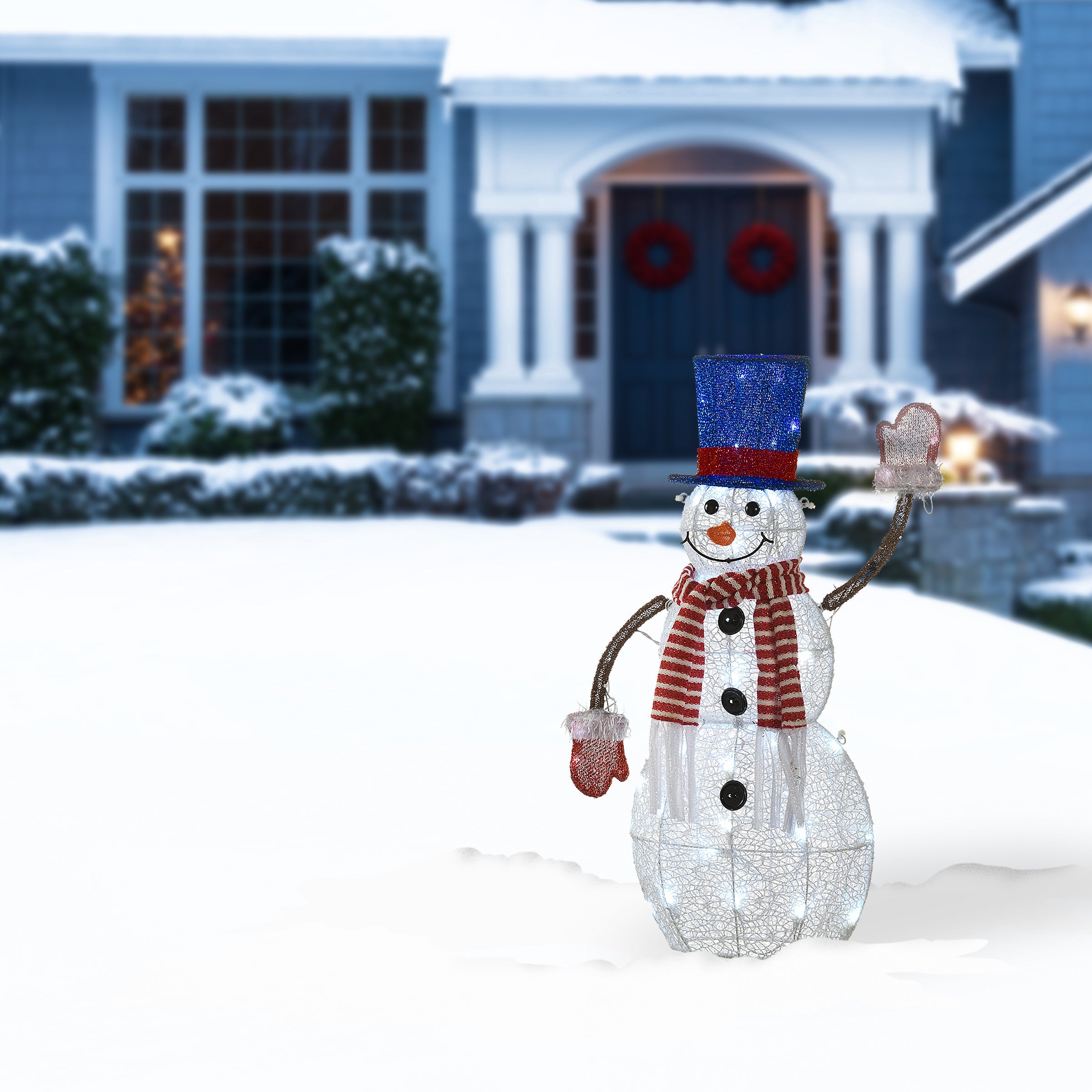 30 in. Pre-Lit Fabric Snowman