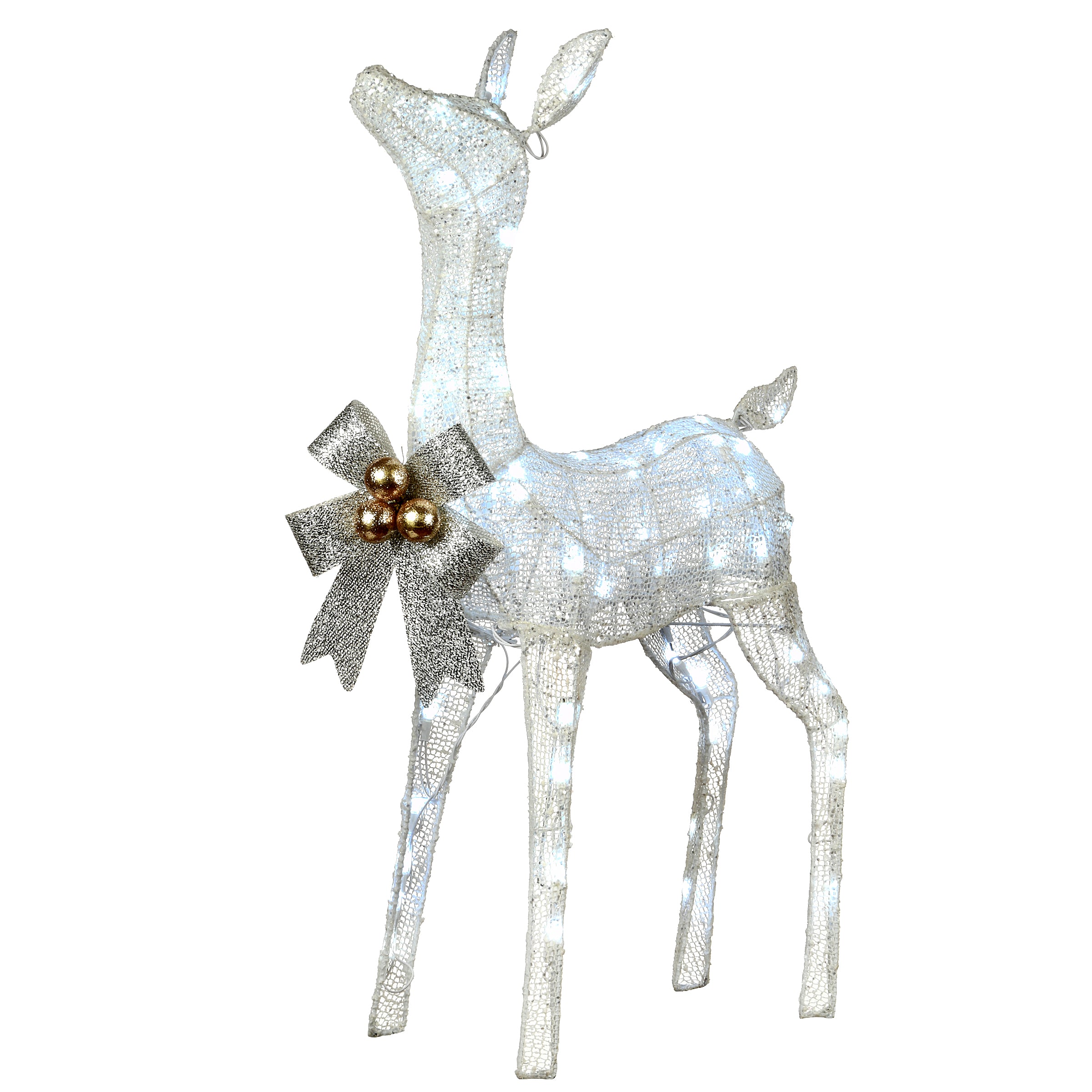 36 in. Pre-Lit Glittered Fawn