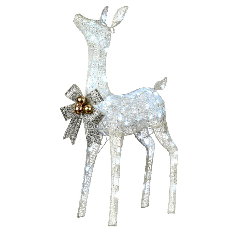 36 in. Pre-Lit Glittered Fawn