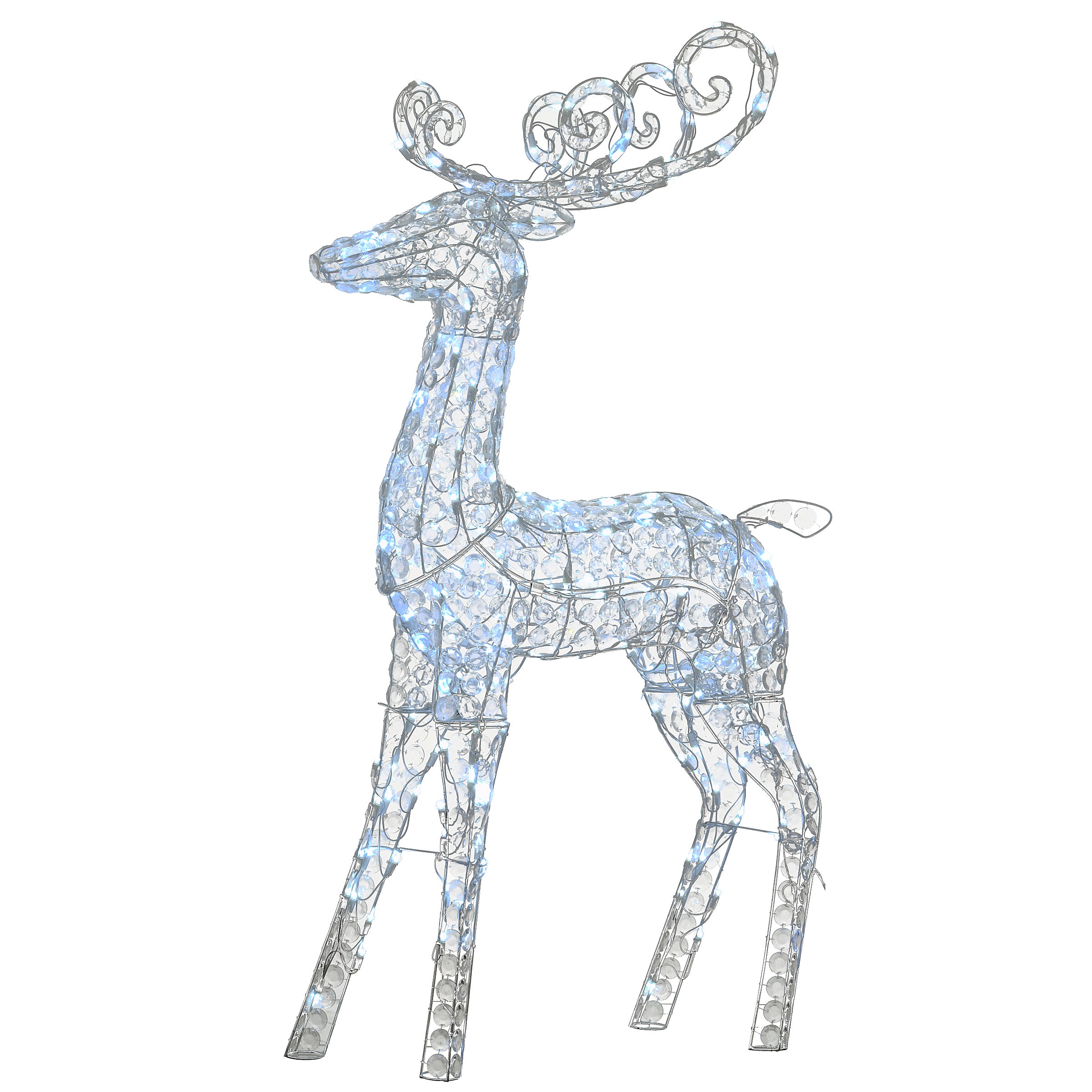 60 in. Ice Crystal Bead Standing Deer with LED Lights