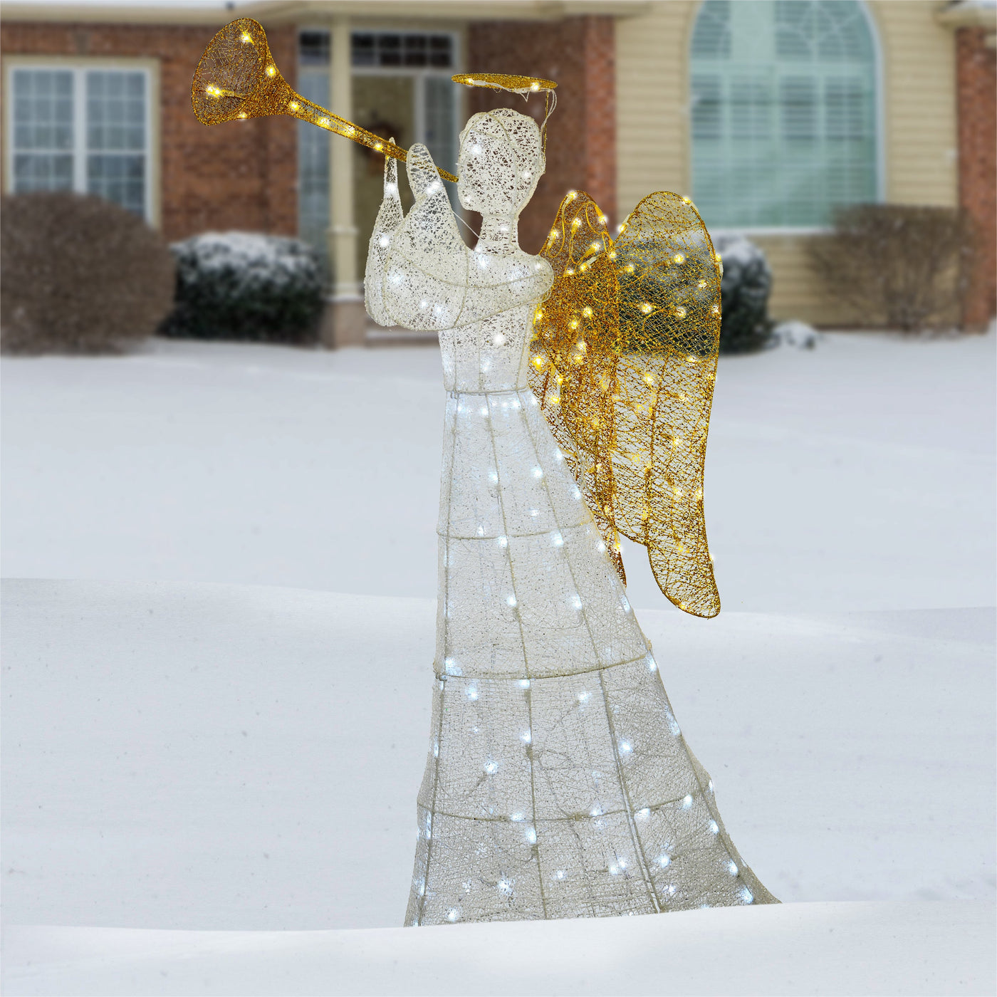 60 in. White Angel Decoration with LED Lights