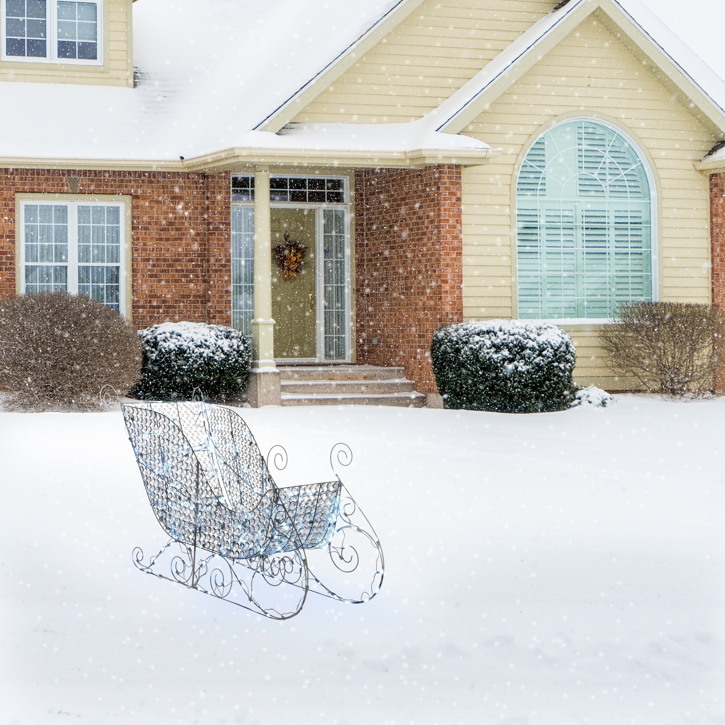36 in. Ice Crystal Bead Sleigh with LED Lights