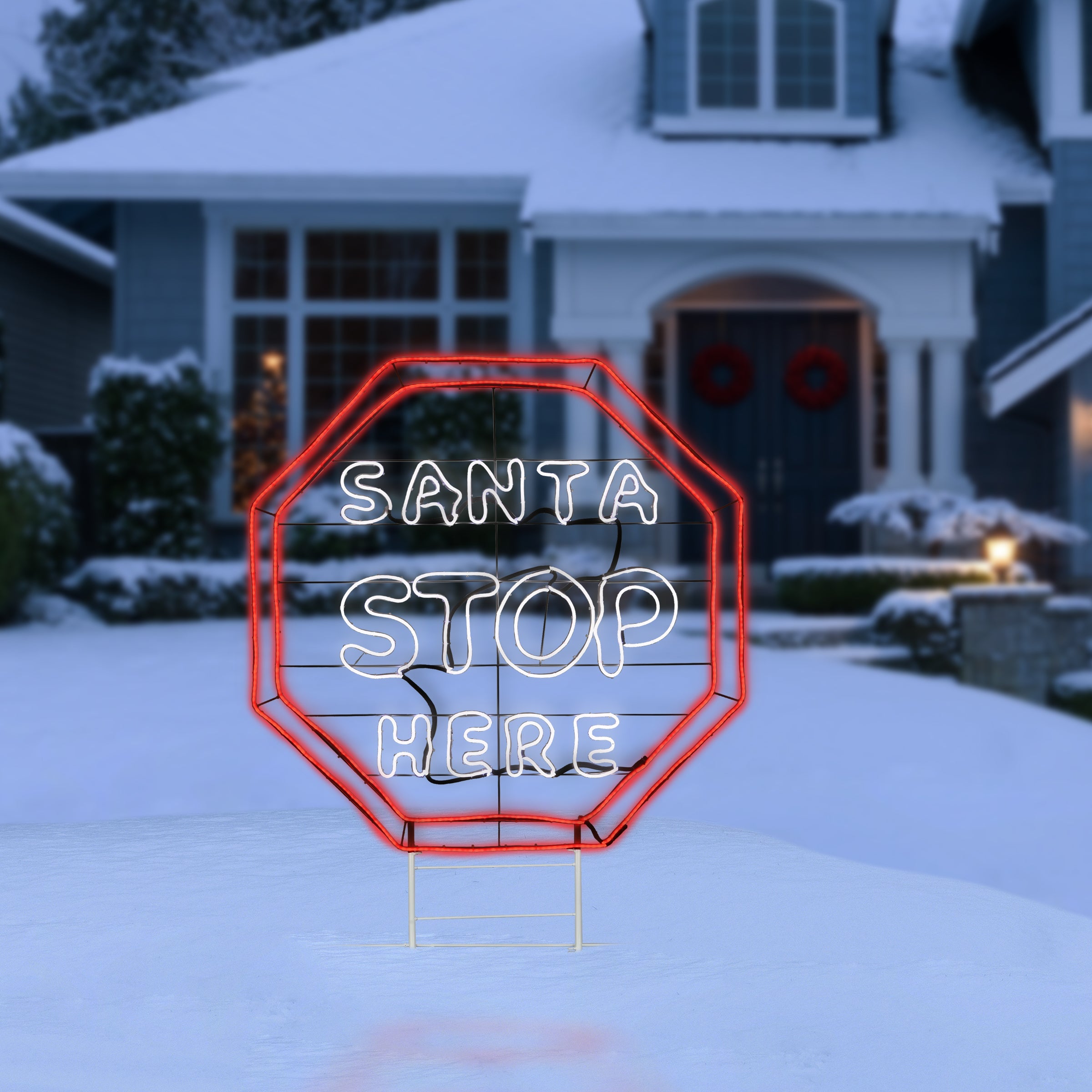 44 in. LED Light Strip “Santa Stop Here in. Sign