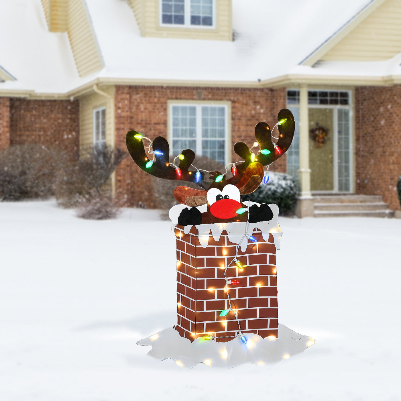 47 in. Pre-Lit Reindeer Stuck in Chimney Decoration