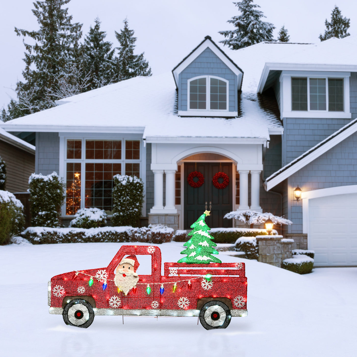 27 in. Pre-Lit Santa in Red Truck