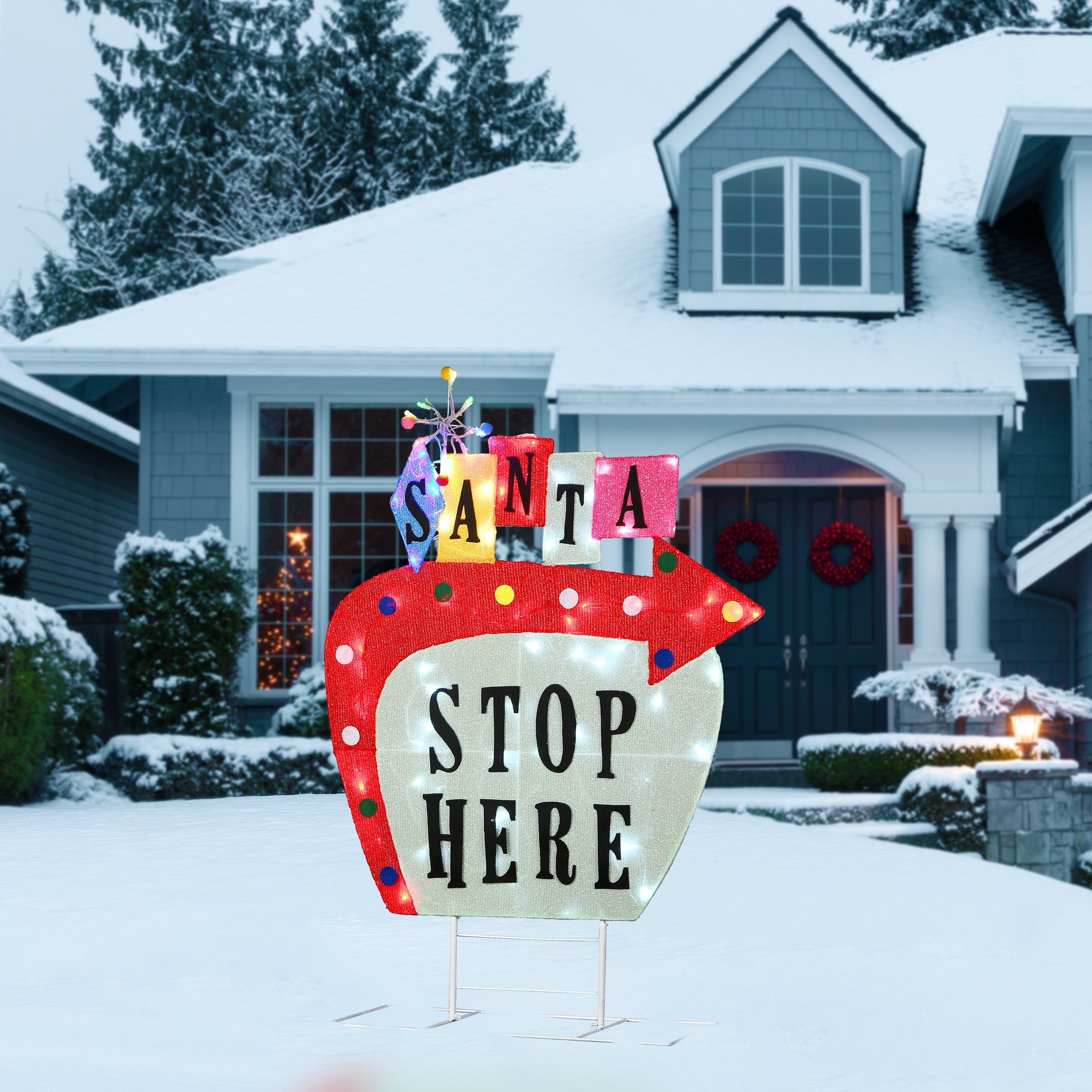 50 in. Pre-Lit Vintage Vegas Santa Sign