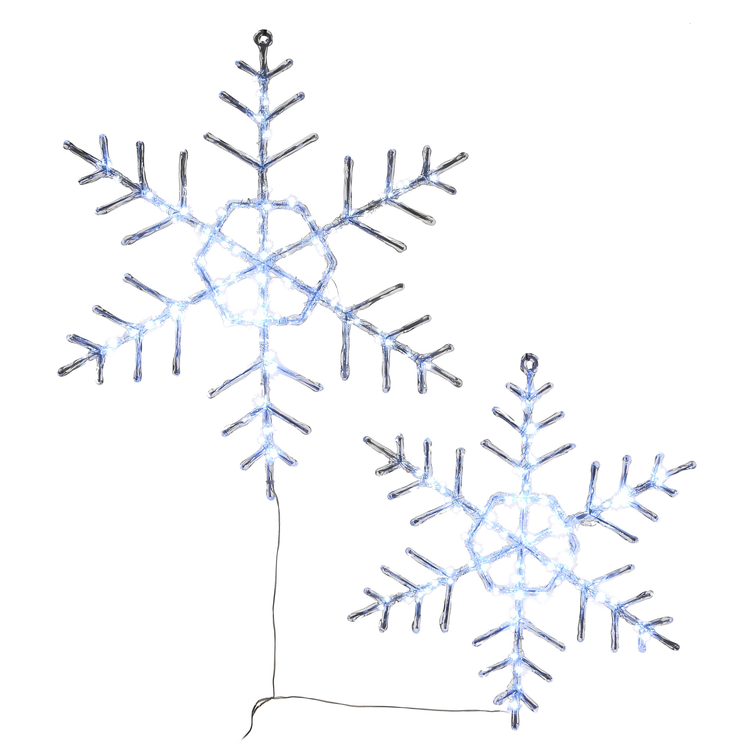 24 in. Pre Lit Diamond Tip Snowflake Decorationvwith Cool White LED Lights